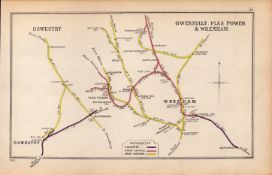 Wrexham Oswestry Plas Power Wales Antique Railway Diagram 55.