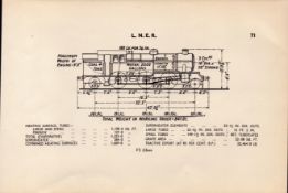 L.N.E.R. “V1 Class” Locomotive Detailed Drawing Diagram 85-Year-Old Print.