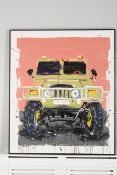 Very Large Striking Original Oil on Canvas of a 4x4