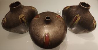 A Collection of 3 x Vintage Pottery Vases. Possibly Czechoslovakian.