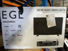 EGL 32 Inch HD Ready Smart LED TV. RRP £150 - Grade U