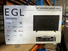 EGL 32 Inch HD Ready Smart LED TV. RRP £150 - Grade U