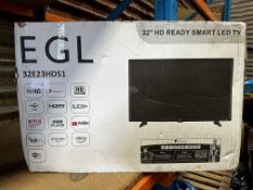 EGL 32 Inch HD Ready Smart LED TV. RRP £150 - Grade U