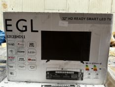 EGL 32 Inch HD Ready Smart LED TV. RRP £150 - Grade U