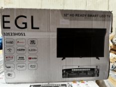 EGL 32 Inch HD Ready Smart LED TV. RRP £150 - Grade U