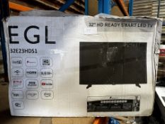 EGL 32 Inch HD Ready Smart LED TV. RRP £150 - Grade U
