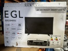 EGL 32 Inch HD Ready Smart LED TV. RRP £150 - Grade U