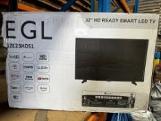EGL 32 Inch HD Ready Smart LED TV. RRP £150 - Grade U