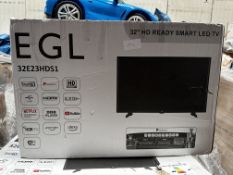 EGL 32 Inch HD Ready Smart LED TV. RRP £150 - Grade U