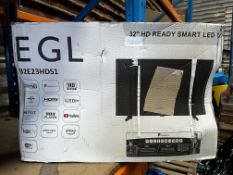 EGL 32 Inch HD Ready Smart LED TV. RRP £150 - Grade U