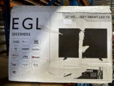 EGL 32 Inch HD Ready Smart LED TV. RRP £150 - Grade U