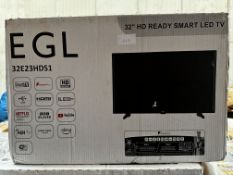 EGL 32 Inch HD Ready Smart LED TV. RRP £150 - Grade U