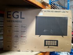 EGL 50 Inch Ultra HD Smart LED TV. RRP £450 - Grade U