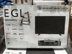 EGL 32 Inch HD Ready Smart LED TV. RRP £150 - Grade U