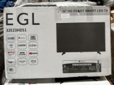 EGL 32 Inch HD Ready Smart LED TV. RRP £150 - Grade U