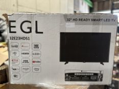 EGL 32 Inch HD Ready Smart LED TV. RRP £150 - Grade U