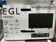 EGL 32 Inch HD Ready Smart LED TV. RRP £150 - Grade U