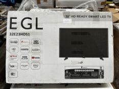 EGL 32 Inch HD Ready Smart LED TV. RRP £150 - Grade U