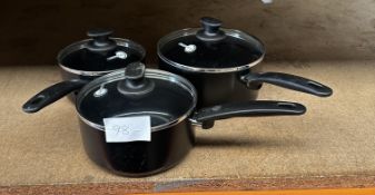 3 Pan Set With Lids. RRP £30 - Grade U