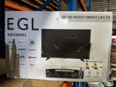 EGL 32 Inch HD Ready Smart LED TV. RRP £150 - Grade U