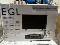 EGL 32 Inch HD Ready Smart LED TV. RRP £150 - Grade U