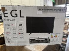 EGL 32 Inch HD Ready Smart LED TV. RRP £150 - Grade U