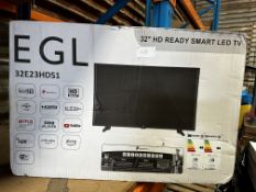 EGL 32 Inch HD Ready Smart LED TV. RRP £150 - Grade U