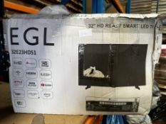 EGL 32 Inch HD Ready Smart LED TV. RRP £150 - Grade U