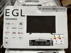 EGL 32 Inch HD Ready Smart LED TV. RRP £150 - Grade U