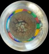 Vintage Murano Glass Paperweight, Mid-Century Gold Floral Design