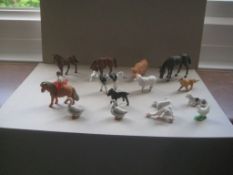 A Group of 16 Vintage Plastic Farm Animals
