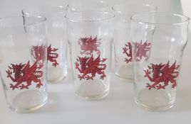 Six Bar Collectable Welsh Vintage Pint Glasses