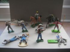 A Group of 11 Vintage Britain's Ltd Plastic Soldiers
