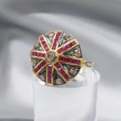 Fascinating Ruby and Diamond Target Style Cocktail Ring