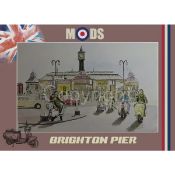 Mods Gathering Brighton Pier Nostalgic Scene Metal Wall Art