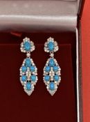 Turquoise & Diamond Drop Earrings
