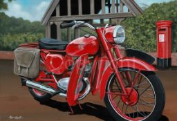 BSA Bantam D7 GPO Telegram Boy Vintage Scene Large metal Wall Art