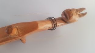 Vintage Hand Carved Wood Horse Head Gusle Fiddle Balkan String Instrument