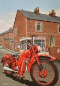 BSA Bantam D1 GPO Delivery Motorbike Vintage Scene Metal Wall Art