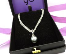 Sterling Silver 5 Strand Cultured Pearl Drop Necklace New With Gift Box