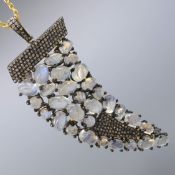 Large Horn of Plenty Moonstone & Diamond Pendant With Rope Style Chain