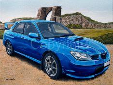 Subaru Impreza Classic Sport Blue Extra Large Metal Wall Art