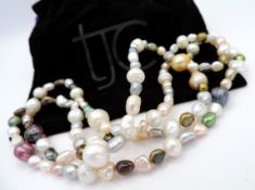 36 Inch Multi Colour Cultured Pearl Necklace New With Gift Pouch