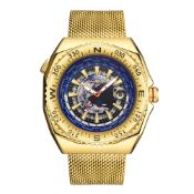 Swan & Edgar Hand Assembled World Compass Automatic Gold - Free Delivery & 5 Year Warranty