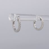 Pair of Silver Gem-Set Hoop Earrings
