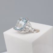 18k White Gold Aquamarine and Diamond Dress Ring