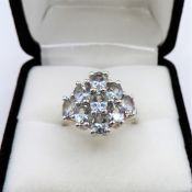 Sterling Silver Aquamarine Ring 2.25 CTS New With Gift Pouch