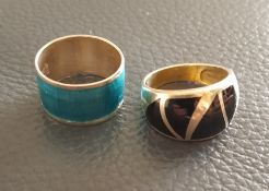 2 Silver 925 Enamelled Rings