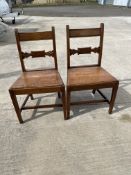 Antique Golden Oak Chairs - Pair
