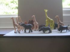 A Group of 12 Vintage Plastic Animals